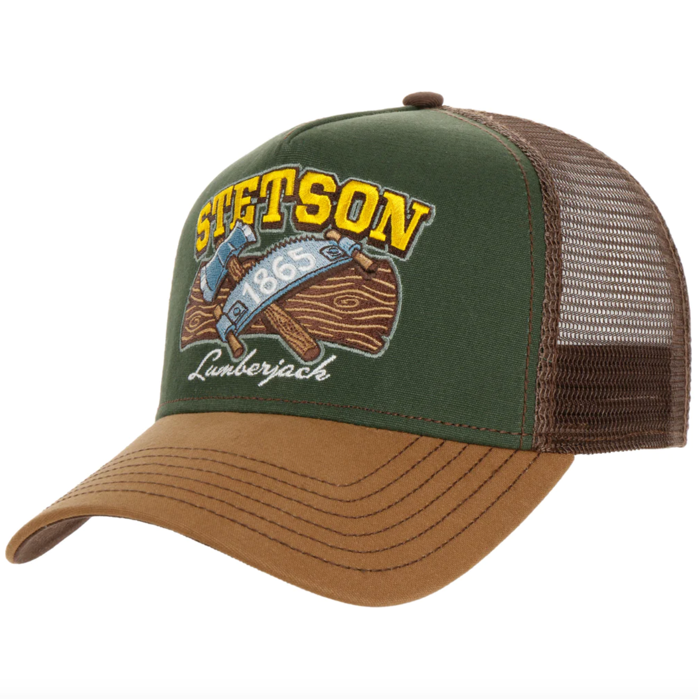 Stetson - Lumberjack Trucker Cap - Dark Green/Brown Online Hot Salg