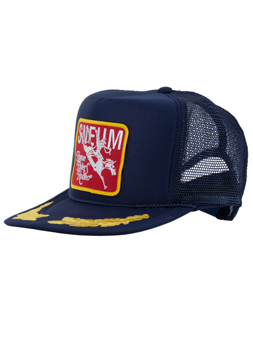 SNEUM RRR Logo Trucker Cap W. Gold Leaves In Navy With Red Patch