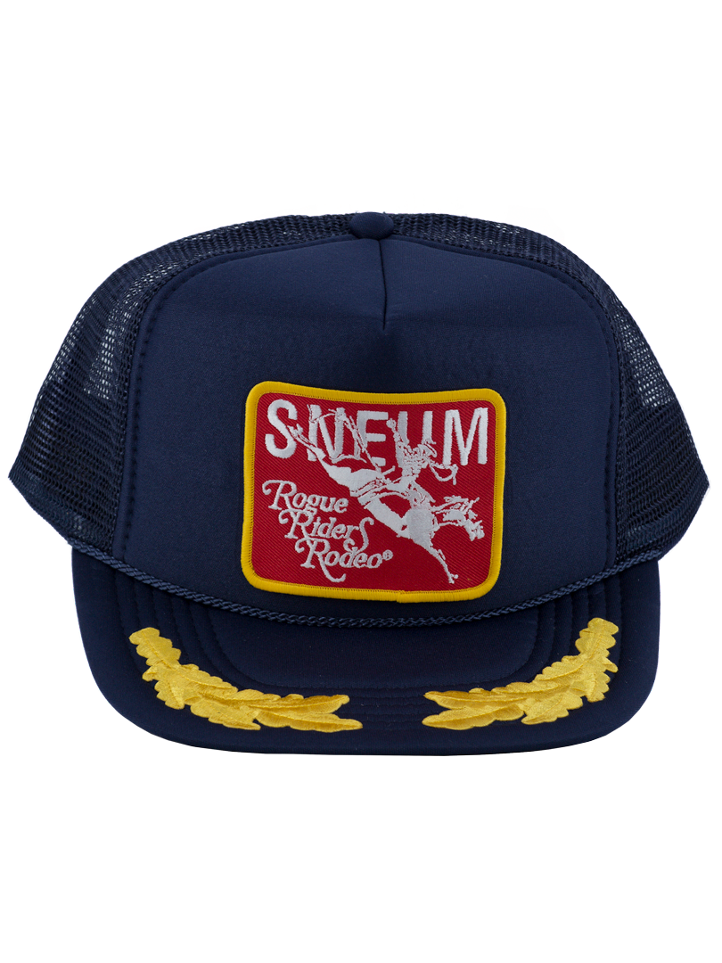 SNEUM RRR Logo Trucker Cap W. Gold Leaves In Navy With Red Patch