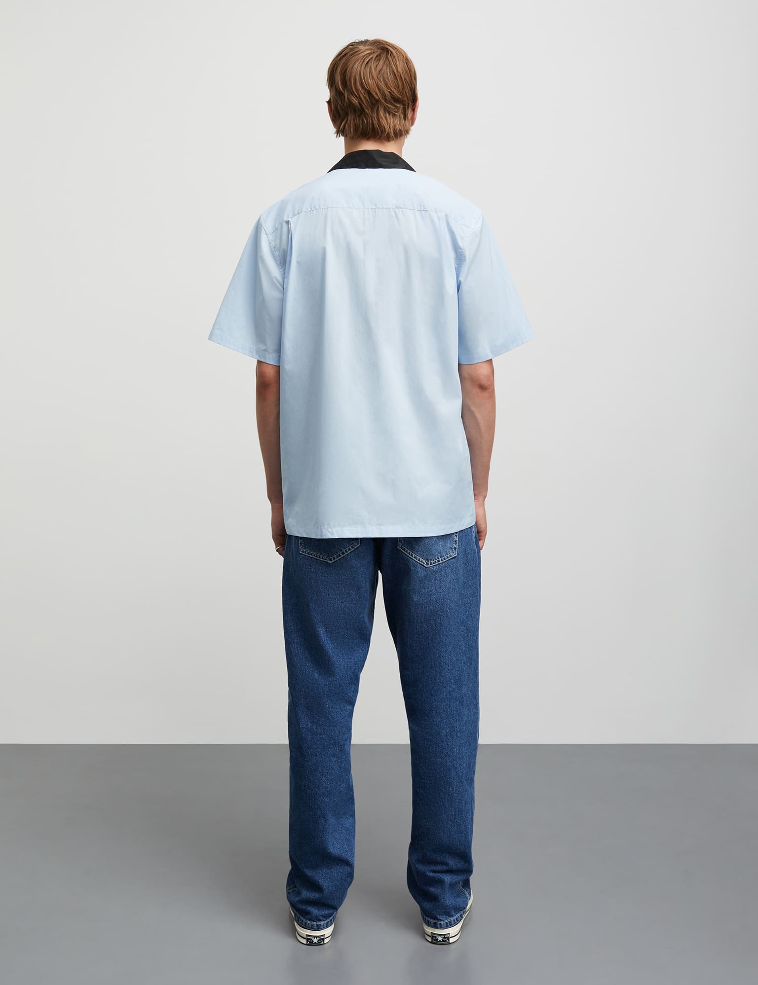 Prime Cotton Poplin Kenji Shirt SS, Cashmere Blue Mode