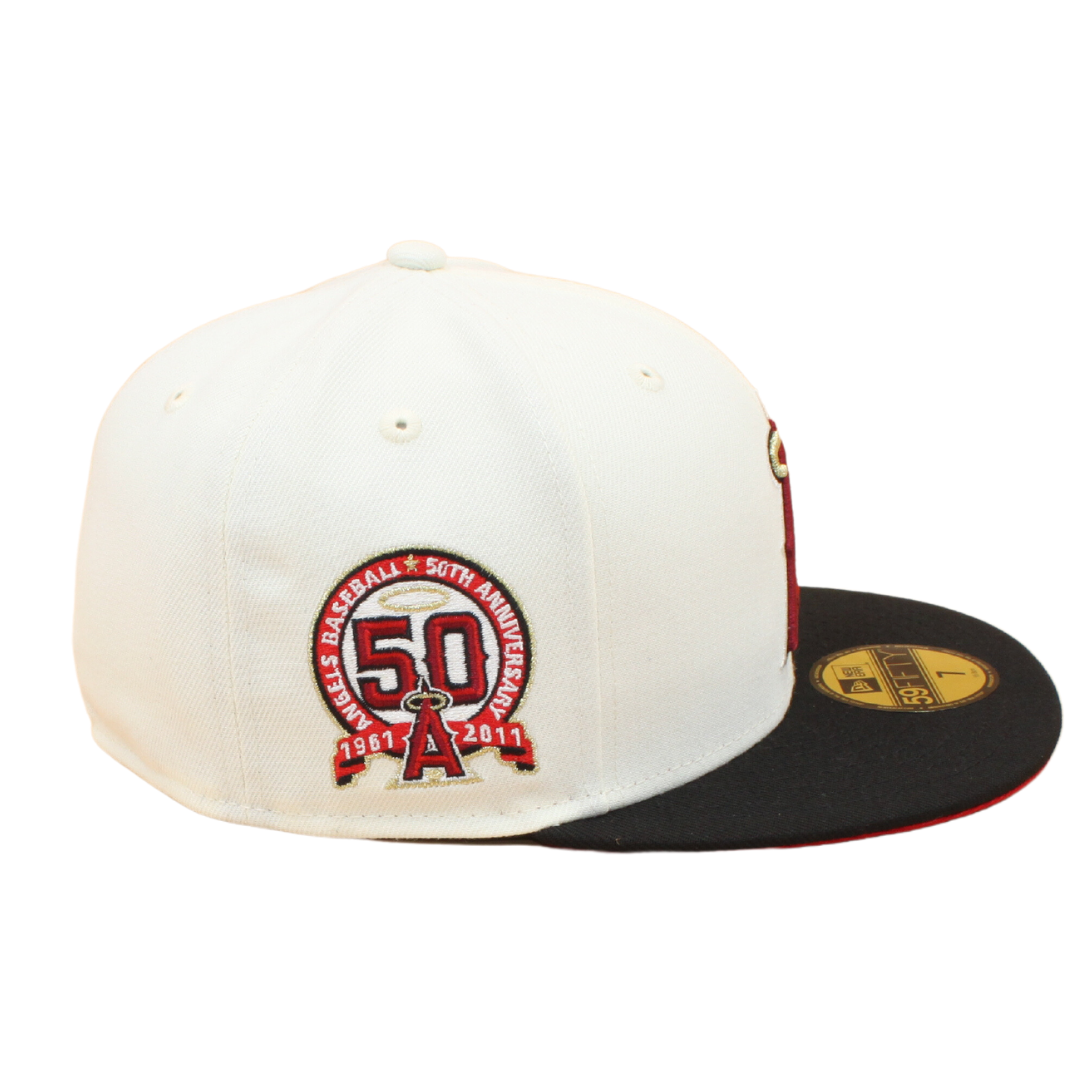 Anaheim Angels Cooperstown 59Fifty Fitted 50th Anniversary - Chrome White/Black Red Undervisor Online Hot Salg