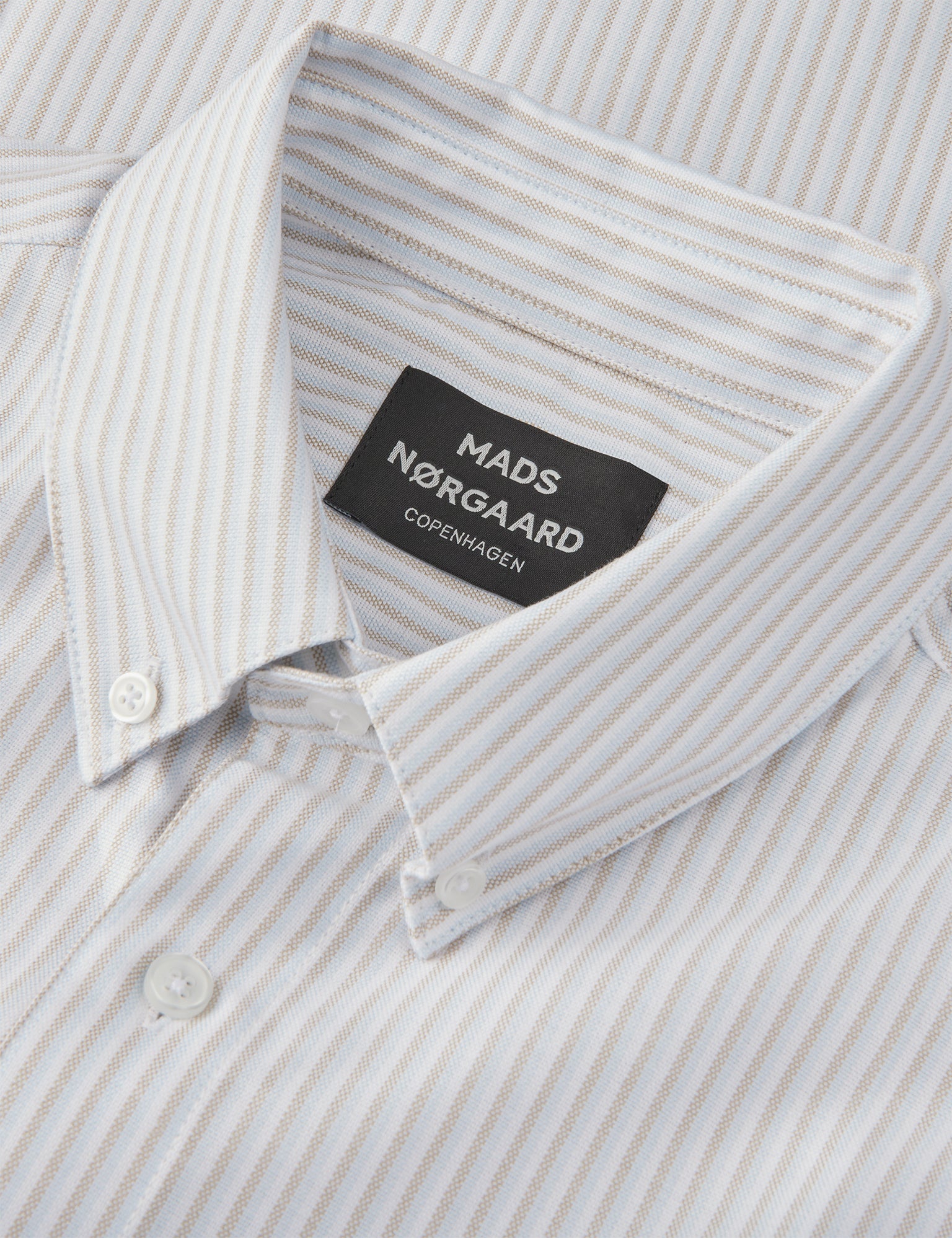 Cotton Oxford Sune Stripe Shirt BD, White/Cashmere Blue/Trench Coa Online Hot Salg