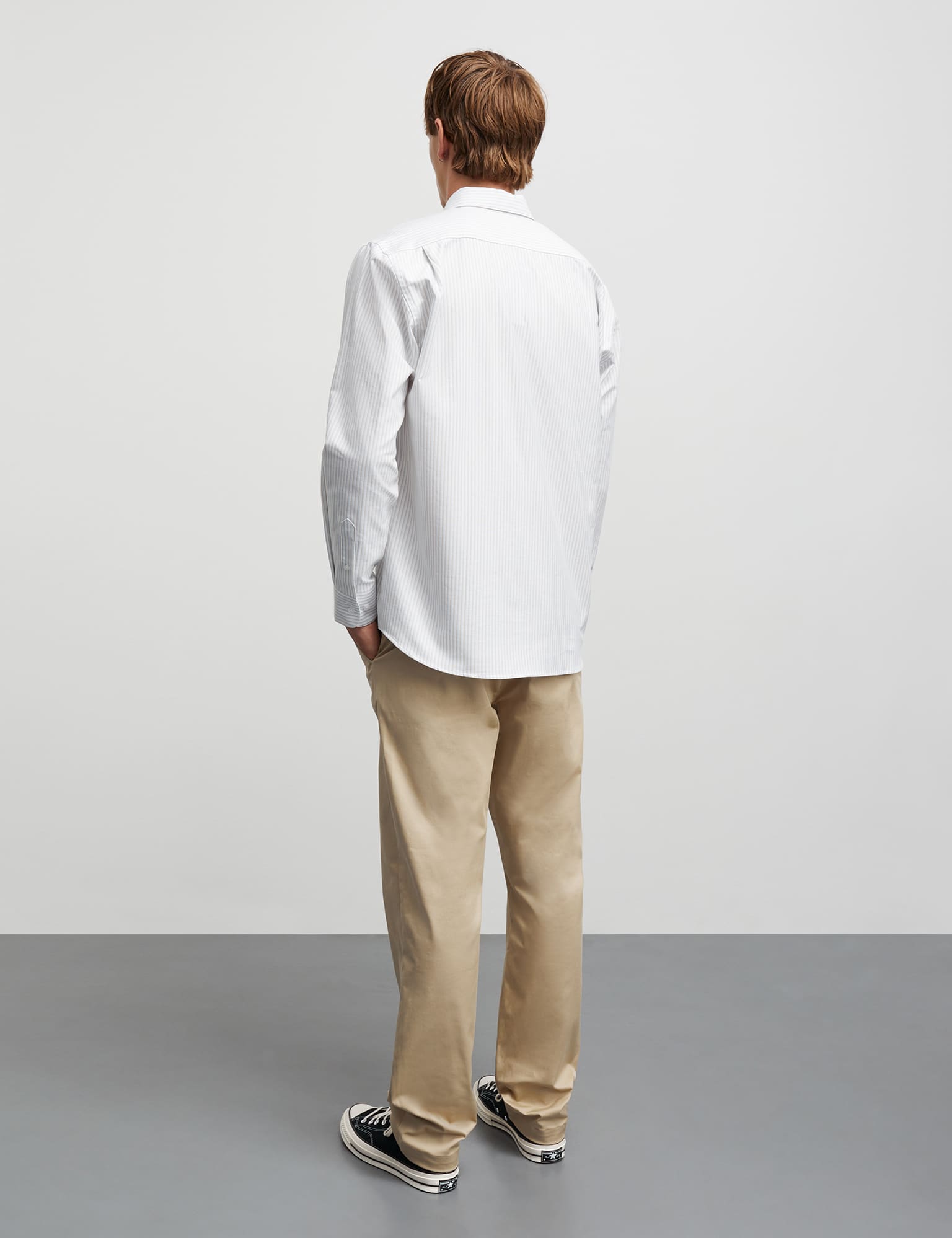 Cotton Oxford Sune Stripe Shirt BD, White/Cashmere Blue/Trench Coa Online Hot Salg