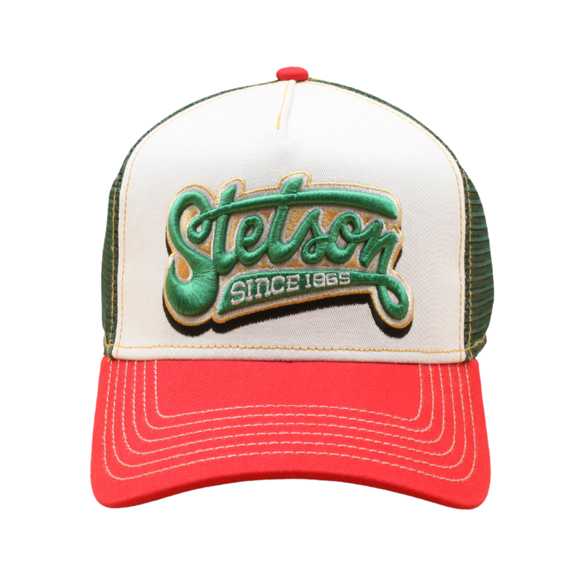 Stetson - Trucker Cap Lettering - White/Red/Green Levere