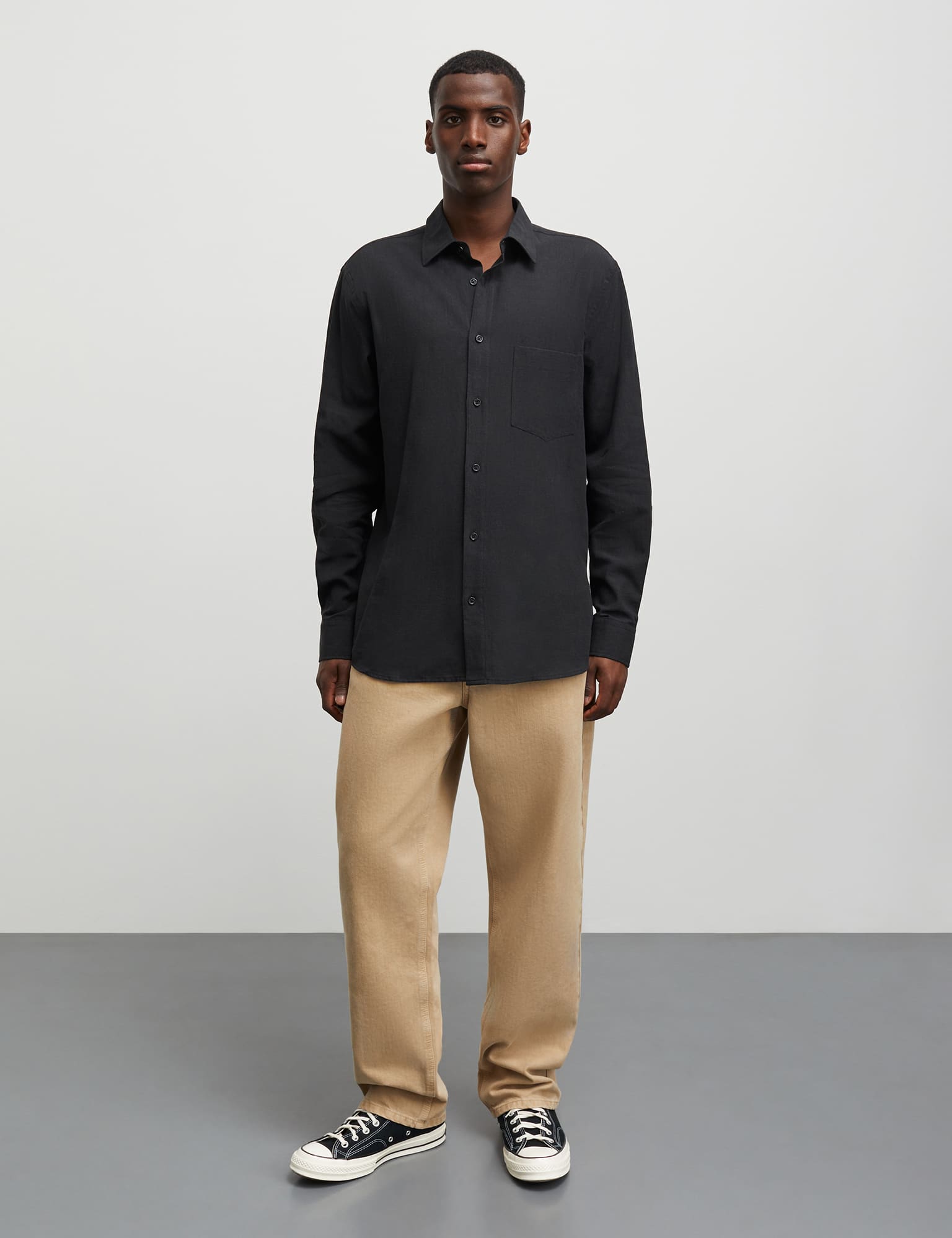 Cotton Linen Sune Shirt, Black Online