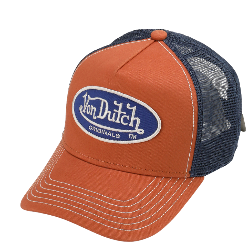 Von Dutch Boston Trucker Cap - Rust/Navy Online salg