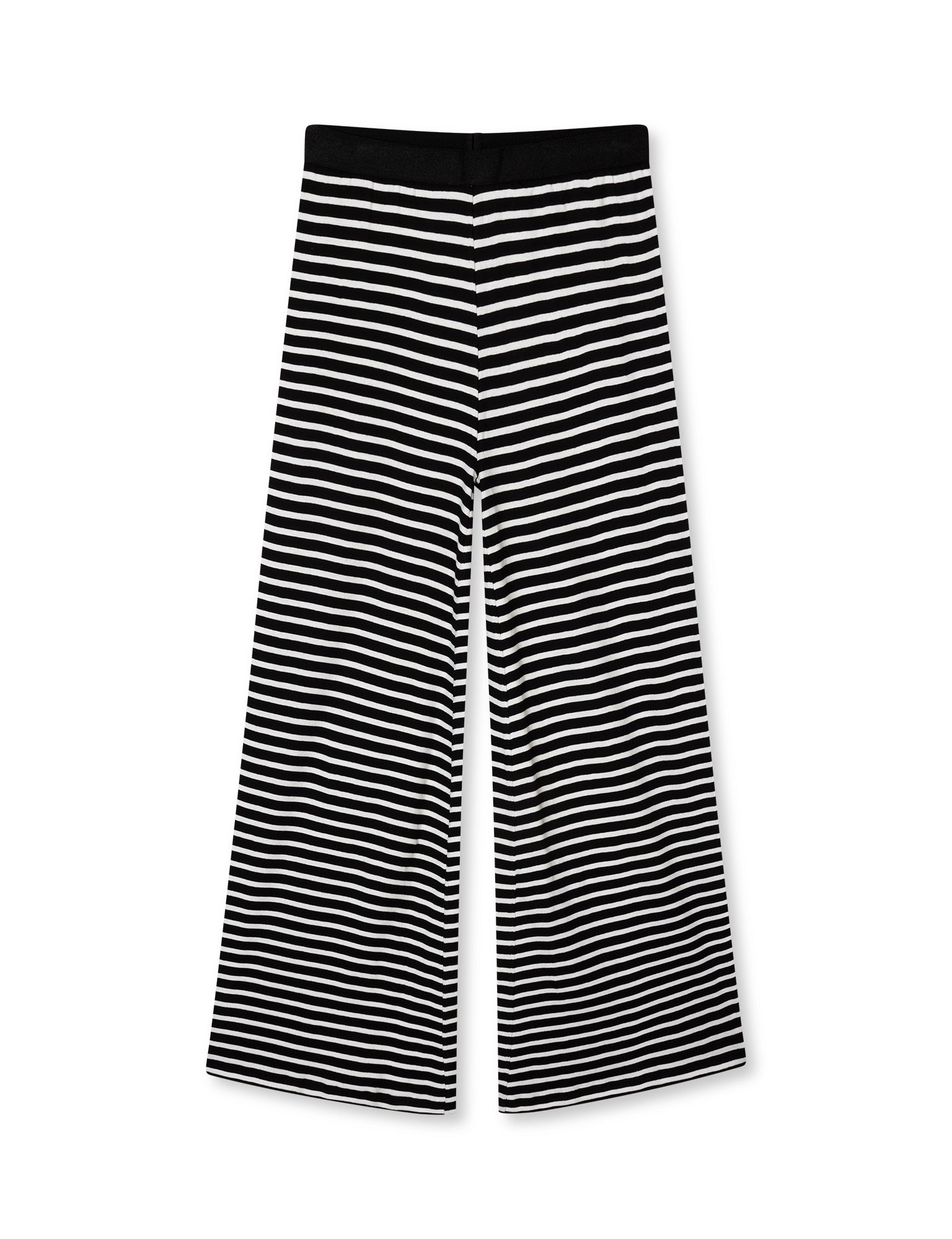 2x2 Cotton Stripe Veran Pants, Black/White Alyssum Levere