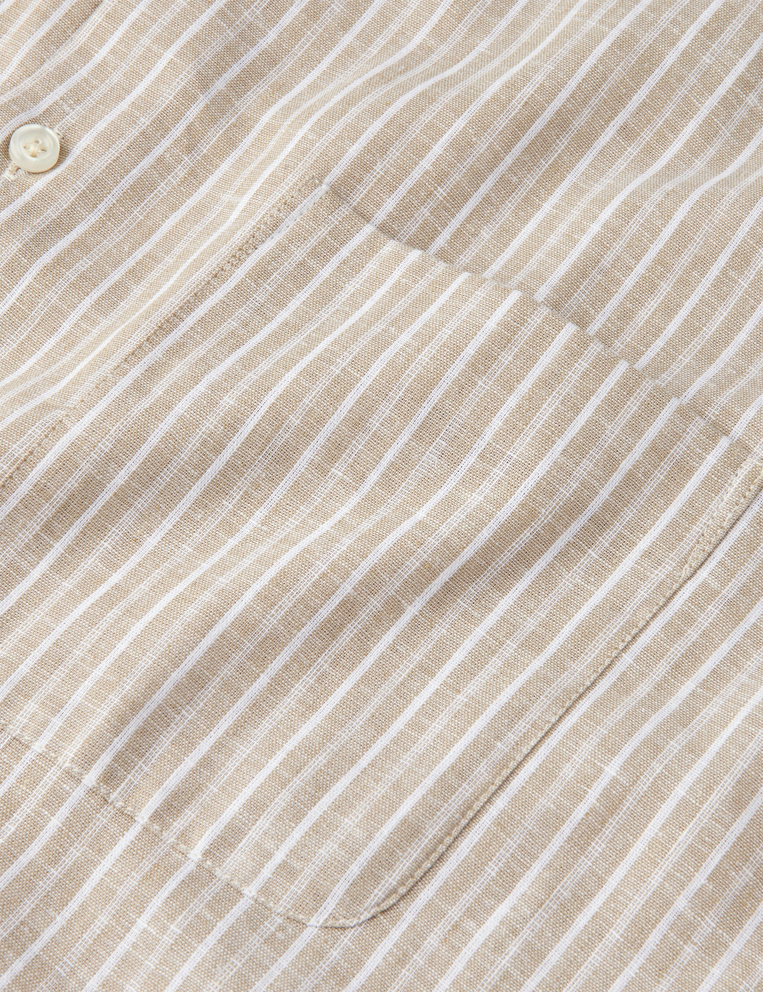 Cotton Linen Victor Stripe Shirt SS, Trench Coat/White Hot på udsalg