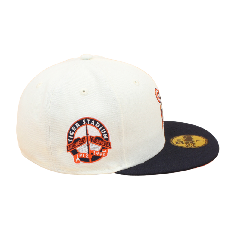 Detroit Tigers Cooperstown 59Fifty Fitted Tiger Stadium 1912-1999 - Chrome White/Navy/Orange