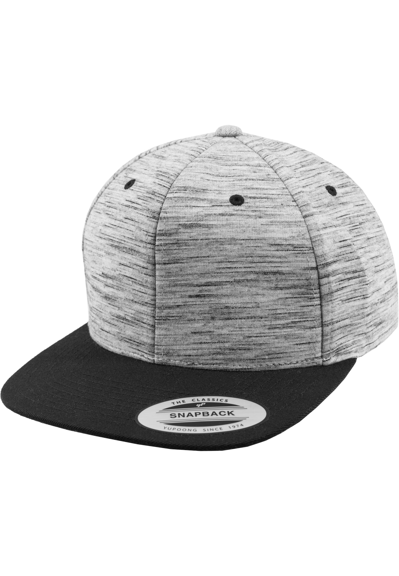Stripes Melange Crown Snapback - Black7Grey