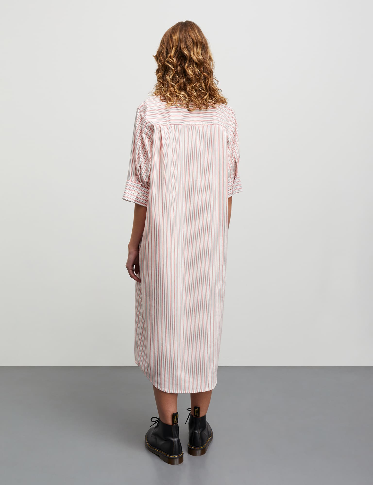 poplinda-nancy-dress-pinstripe-fiery-red_3.jpg Poplinda Nancy Dress, Pinstripe/Fiery Red Levere