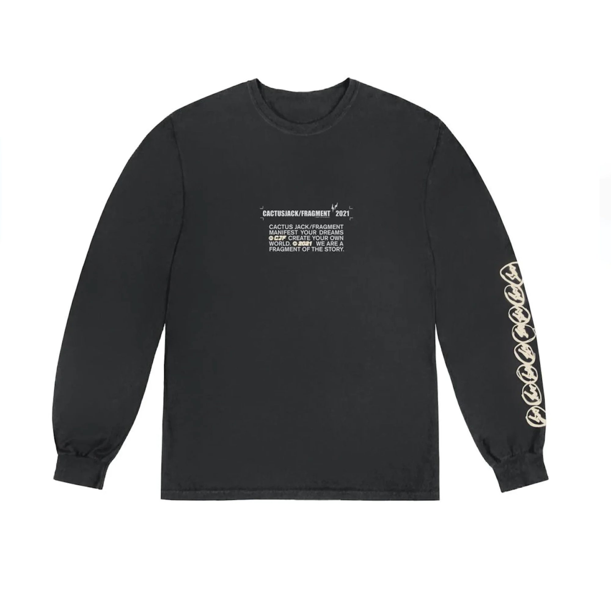 Travis Scott Cactus Jack For Fragment Logo L/S T-shirt Washed Black Online salg