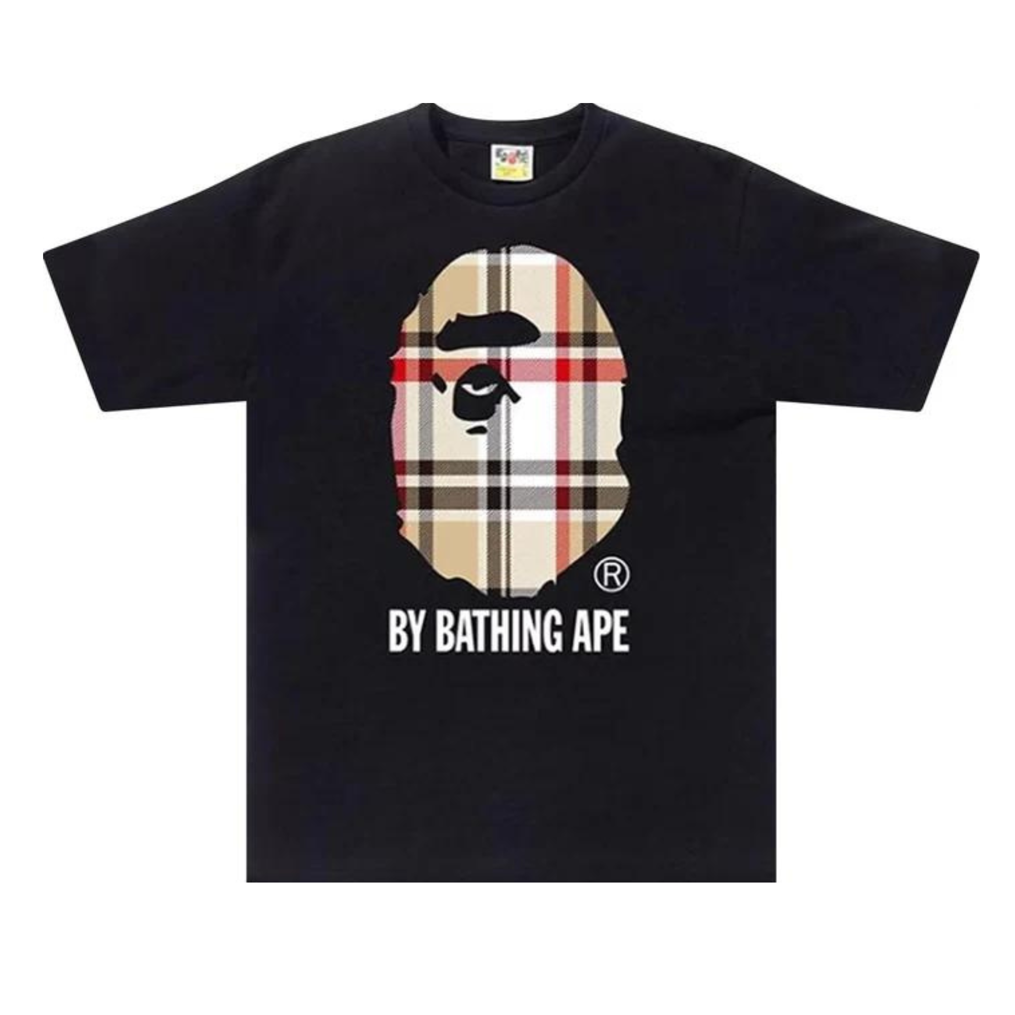 Bape Big Head Plaid T-shirt Black Online salg