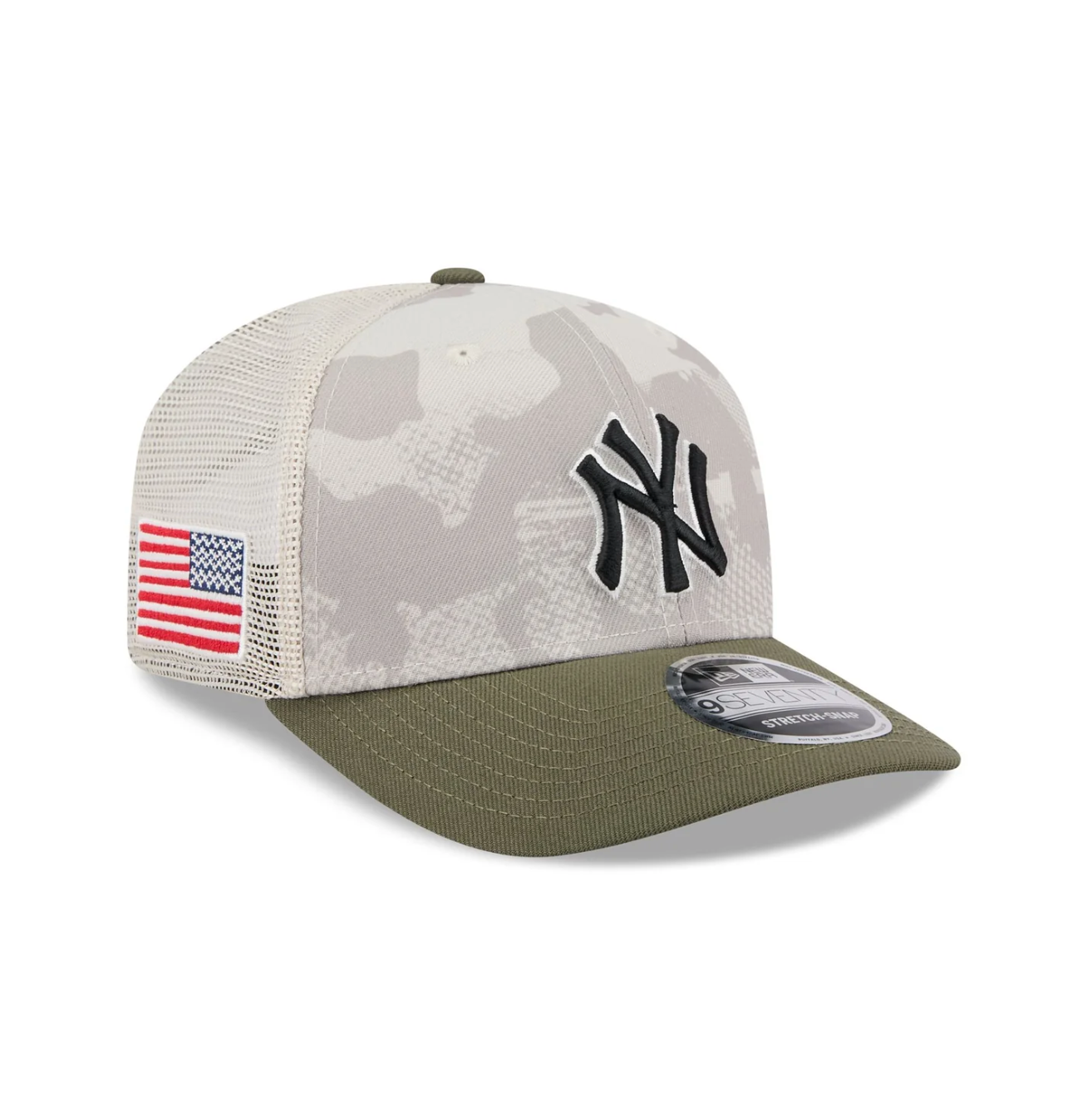 New Era - 9SEVENTY Stretch Fit - New York Yankees - Armed Forces (2025) - Stone/Olive Online nu