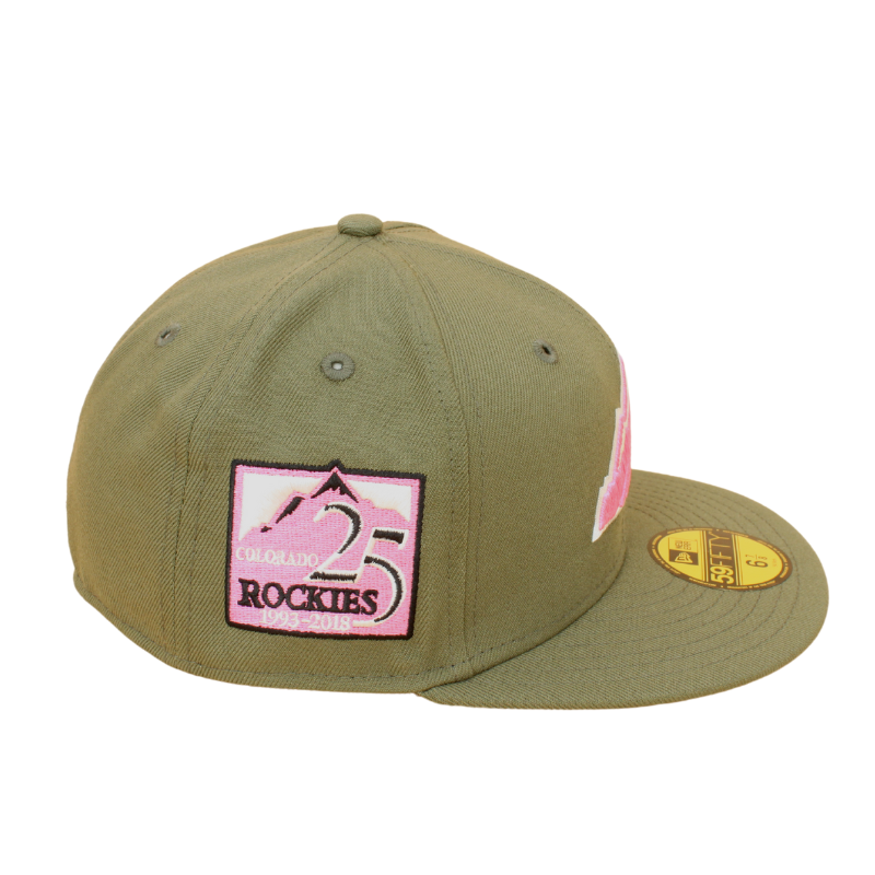 Colorado Rockies Cooperstown 59Fifty Fitted 25th Anniversary - Olive/Pink Online nu