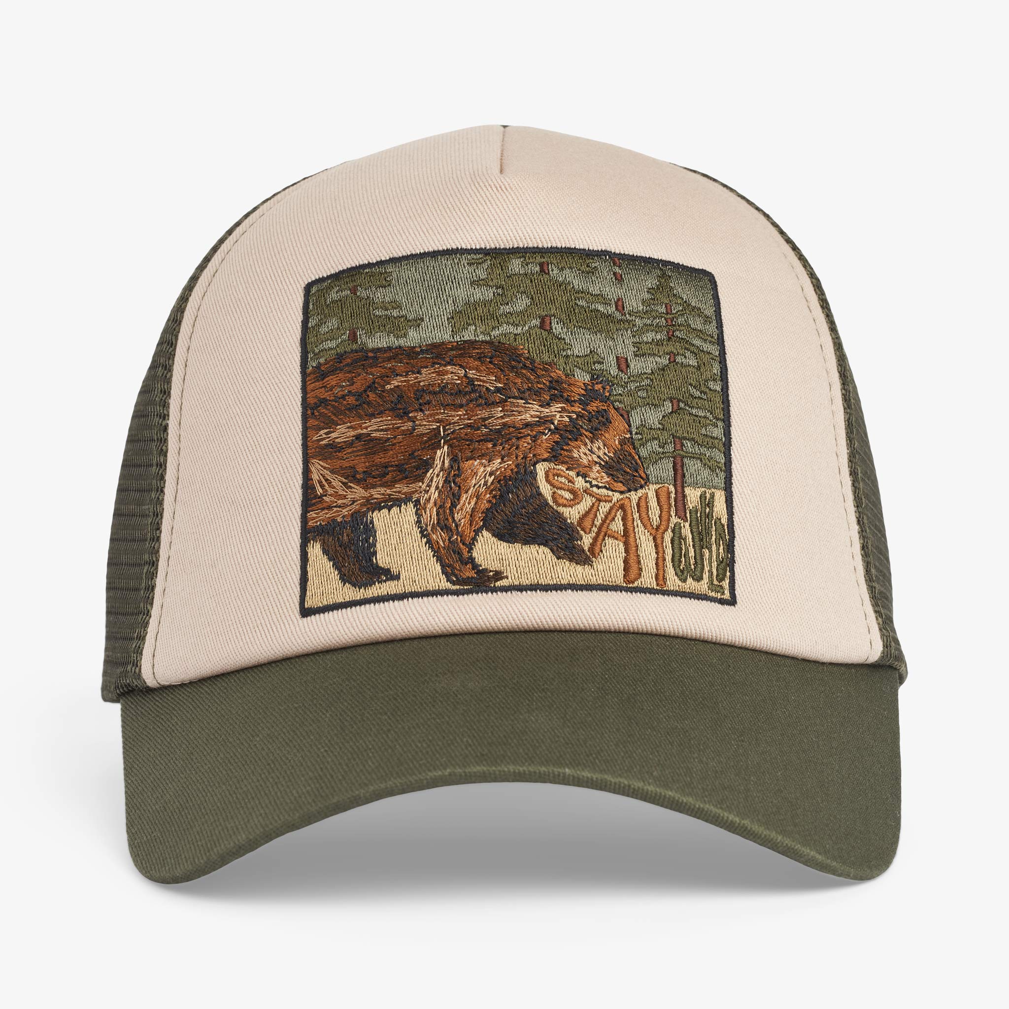 Upfront Nordic Headwear - BEAR High A-Shape Trucker Cap - Dark Green Levere
