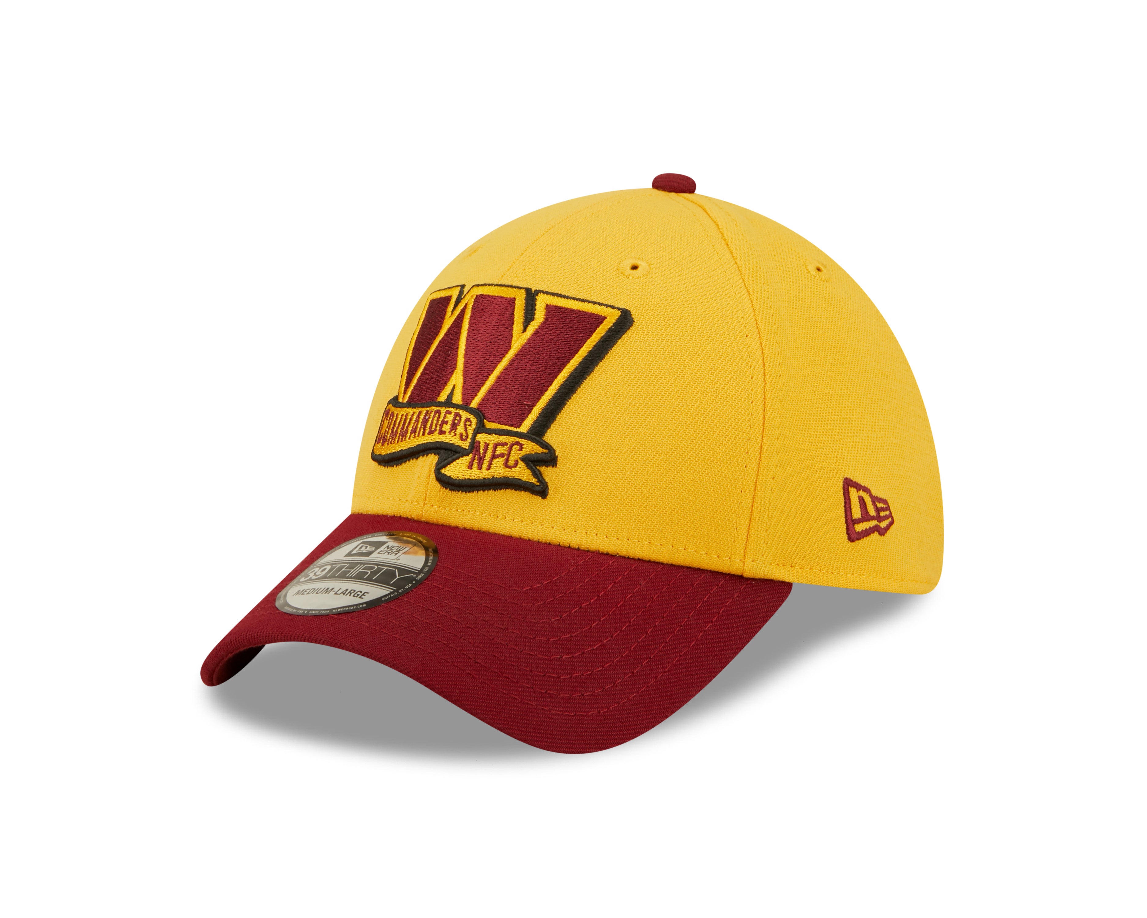 Washington Commanders NFL Sideline 2022 39THIRTY Stretch Fit Cap - Yellow/Maroon