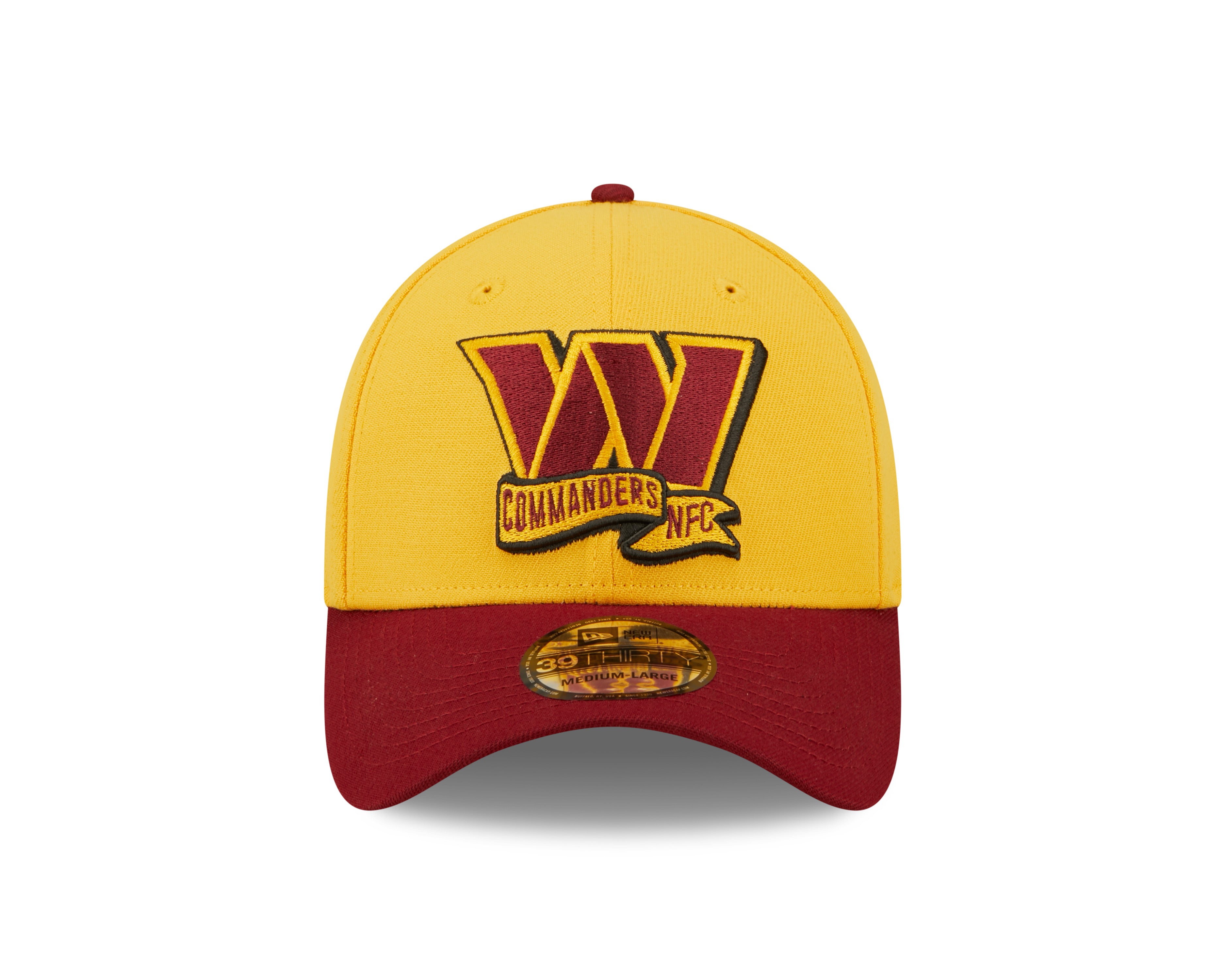 Washington Commanders NFL Sideline 2022 39THIRTY Stretch Fit Cap - Yellow/Maroon