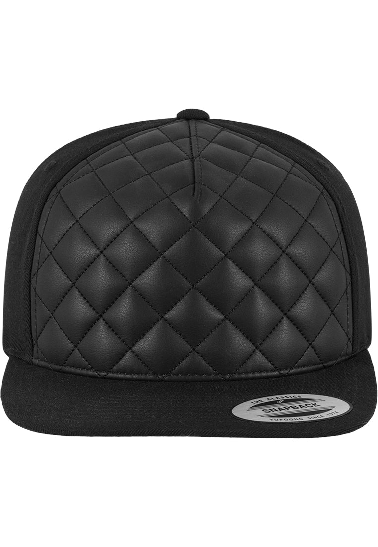 Diamond Quilted Snapback - Black