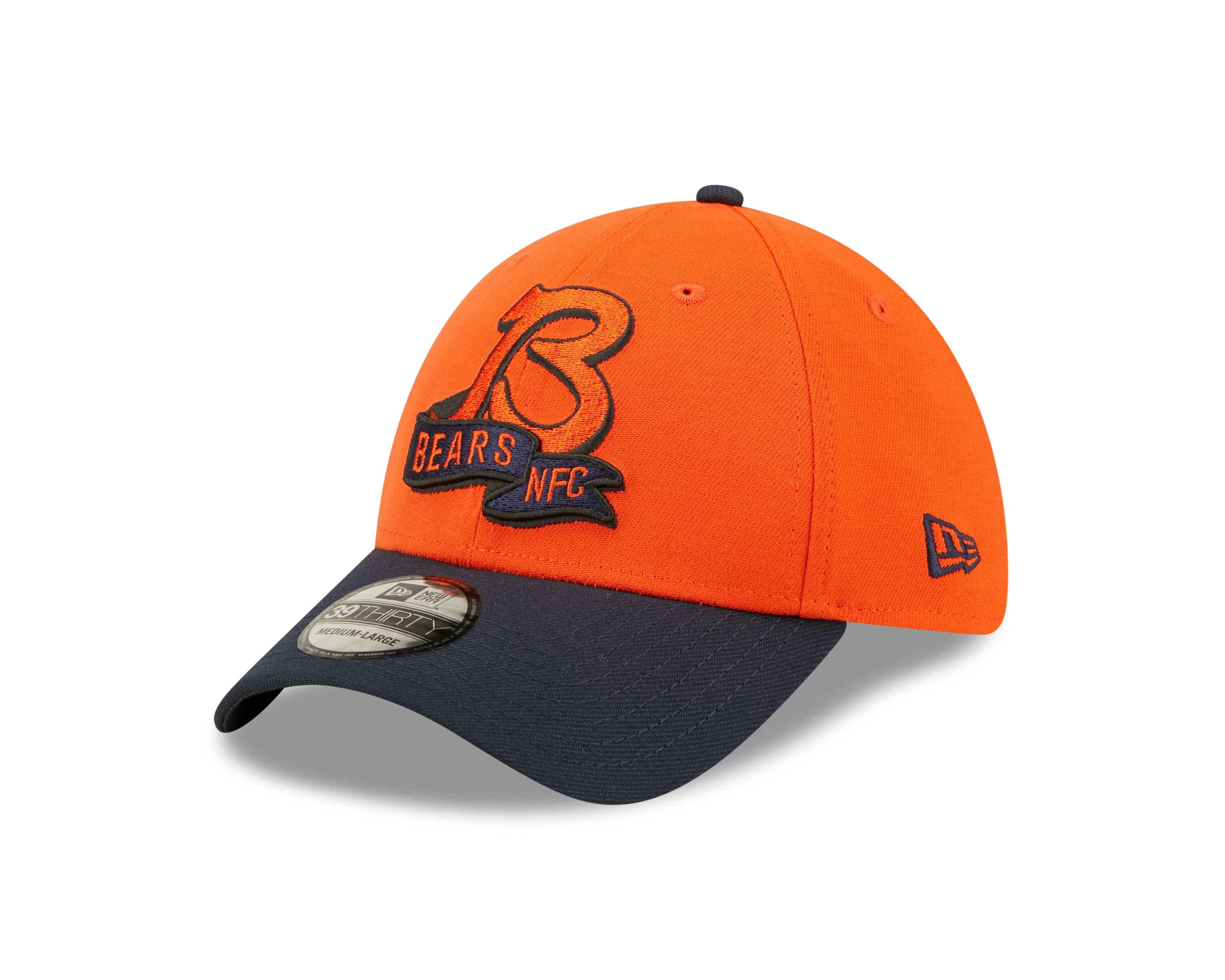 Chicago Bears NFL Sideline 2022 39THIRTY Stretch Fit Cap - Orange/Navy