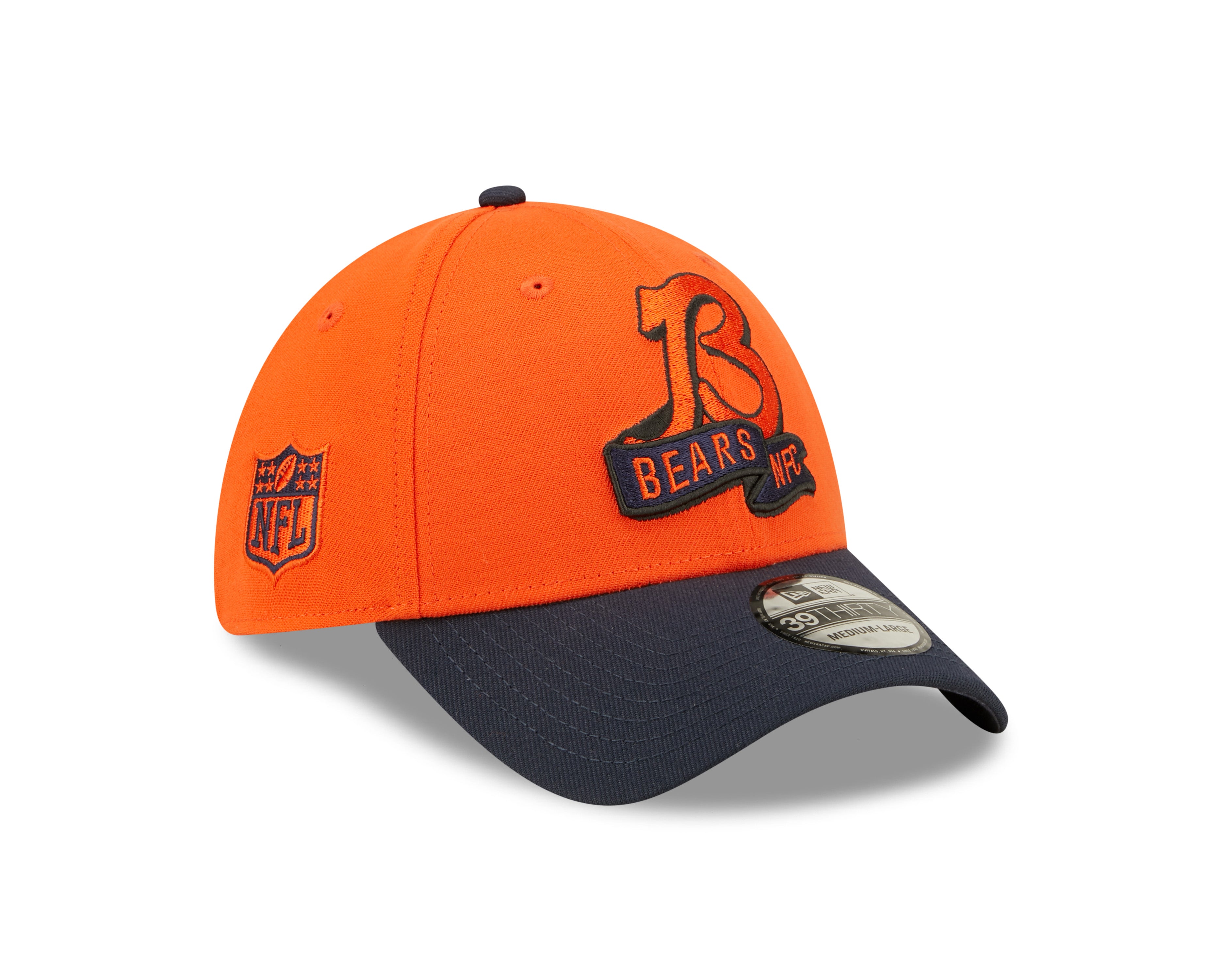 Chicago Bears NFL Sideline 2022 39THIRTY Stretch Fit Cap - Orange/Navy