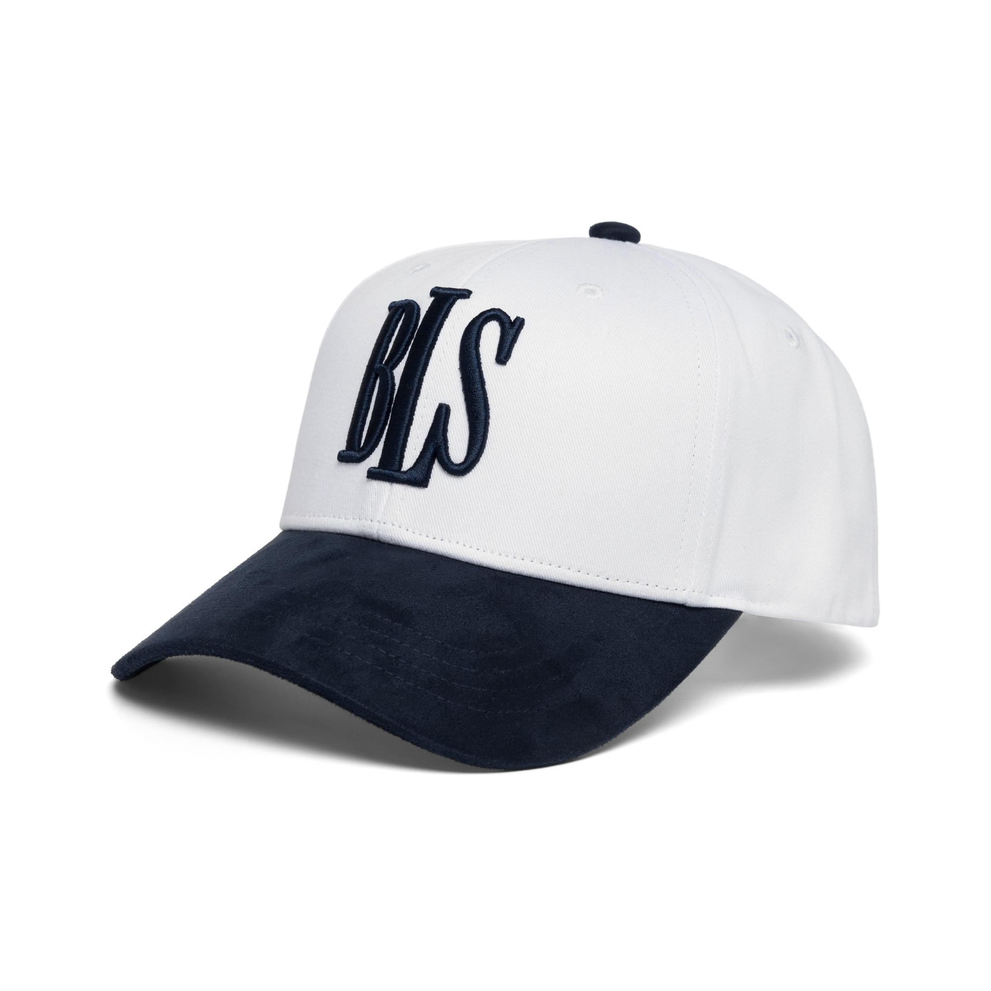 BLS - Classic Baseball Cap Suede - White Dark Navy