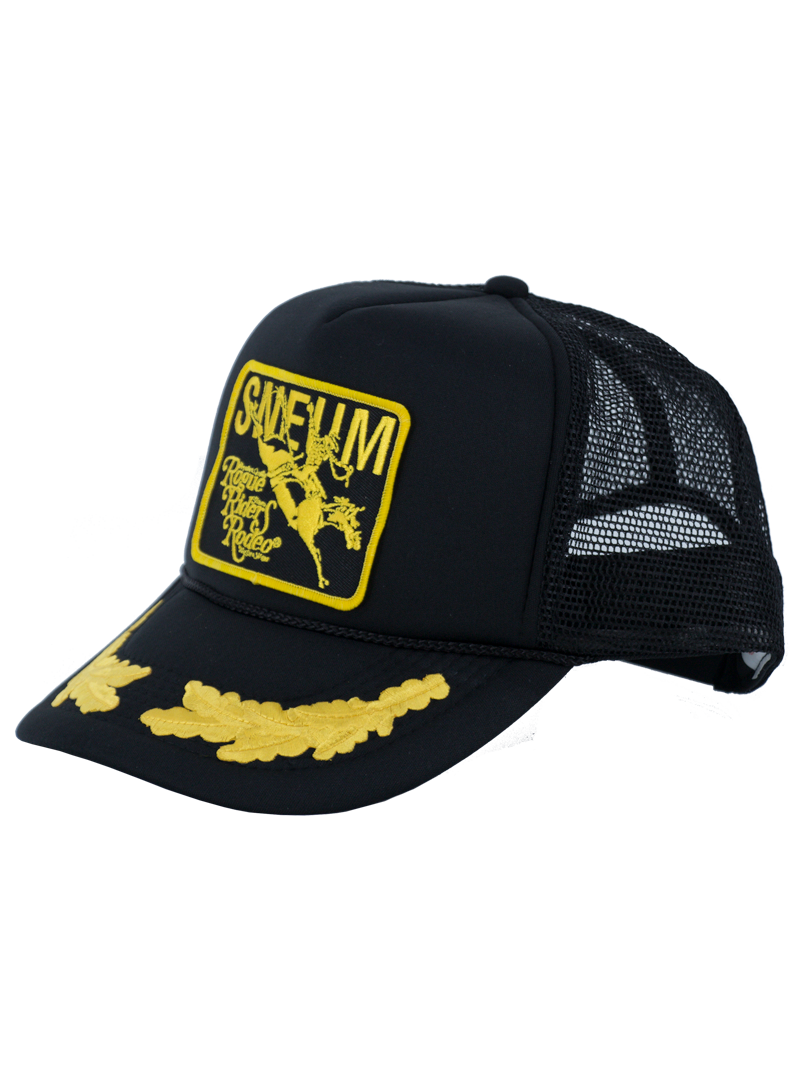 SNEUM RRR Logo Trucker Cap W. Gold Leaves In Black