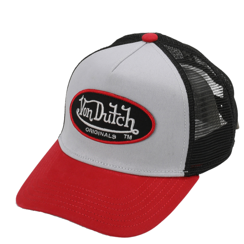 Von Dutch Boston Trucker Cap - Grey/Red/Black