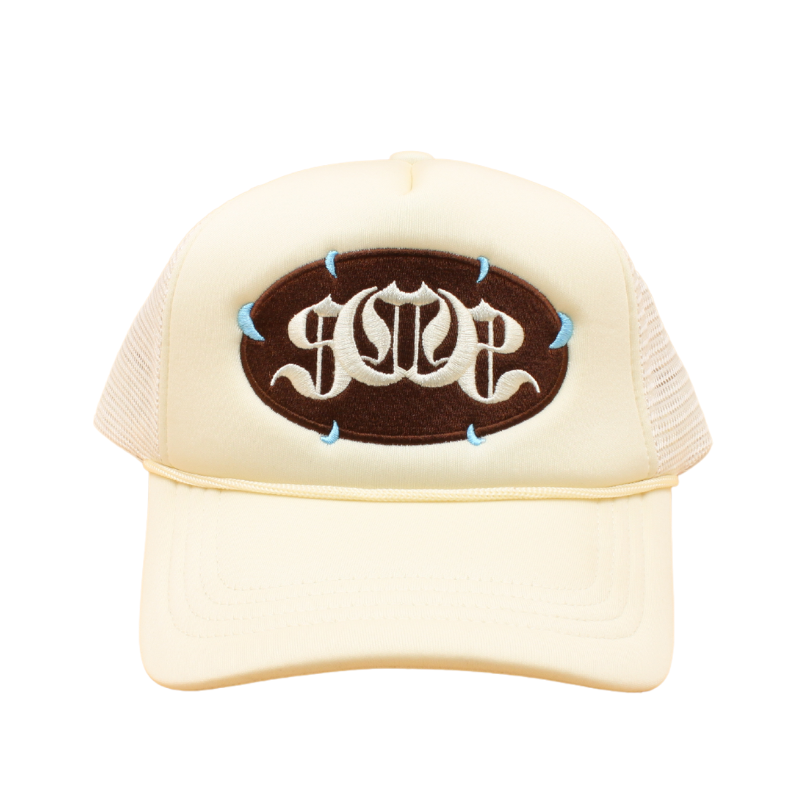 Stone/Brown "FANGS" Sabochini - Logo Trucker Cap