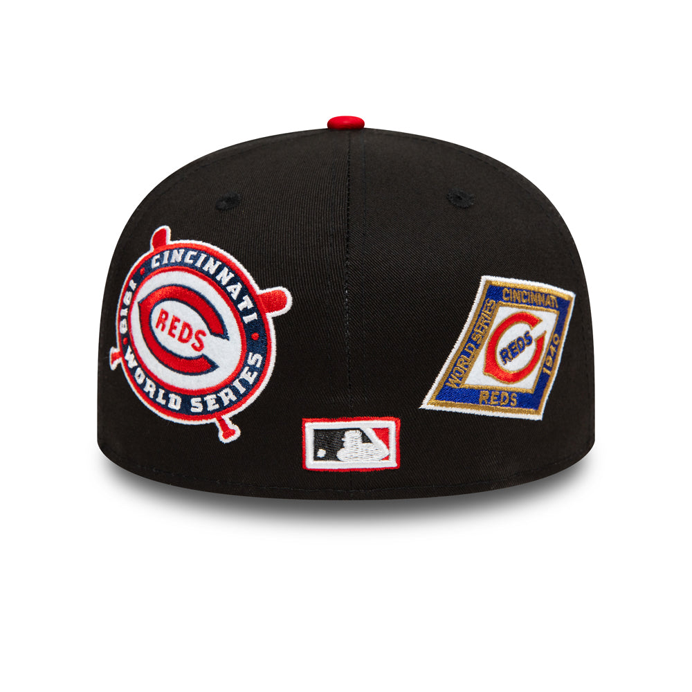 Cincinnati Reds Cooperstown Patch Black 59FIFTY Cap - Sort